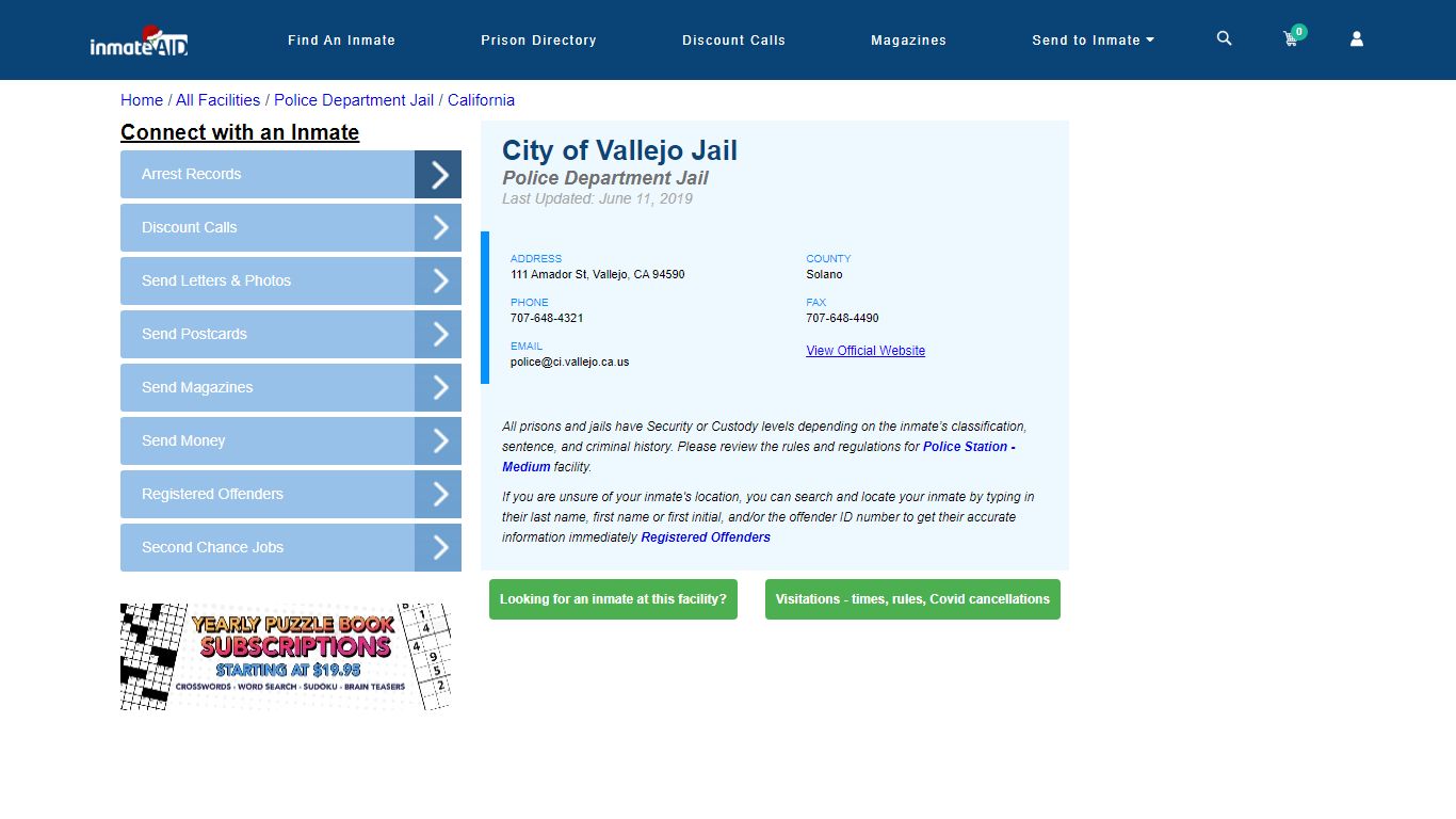City of Vallejo Jail & Inmate Search - Vallejo, CA