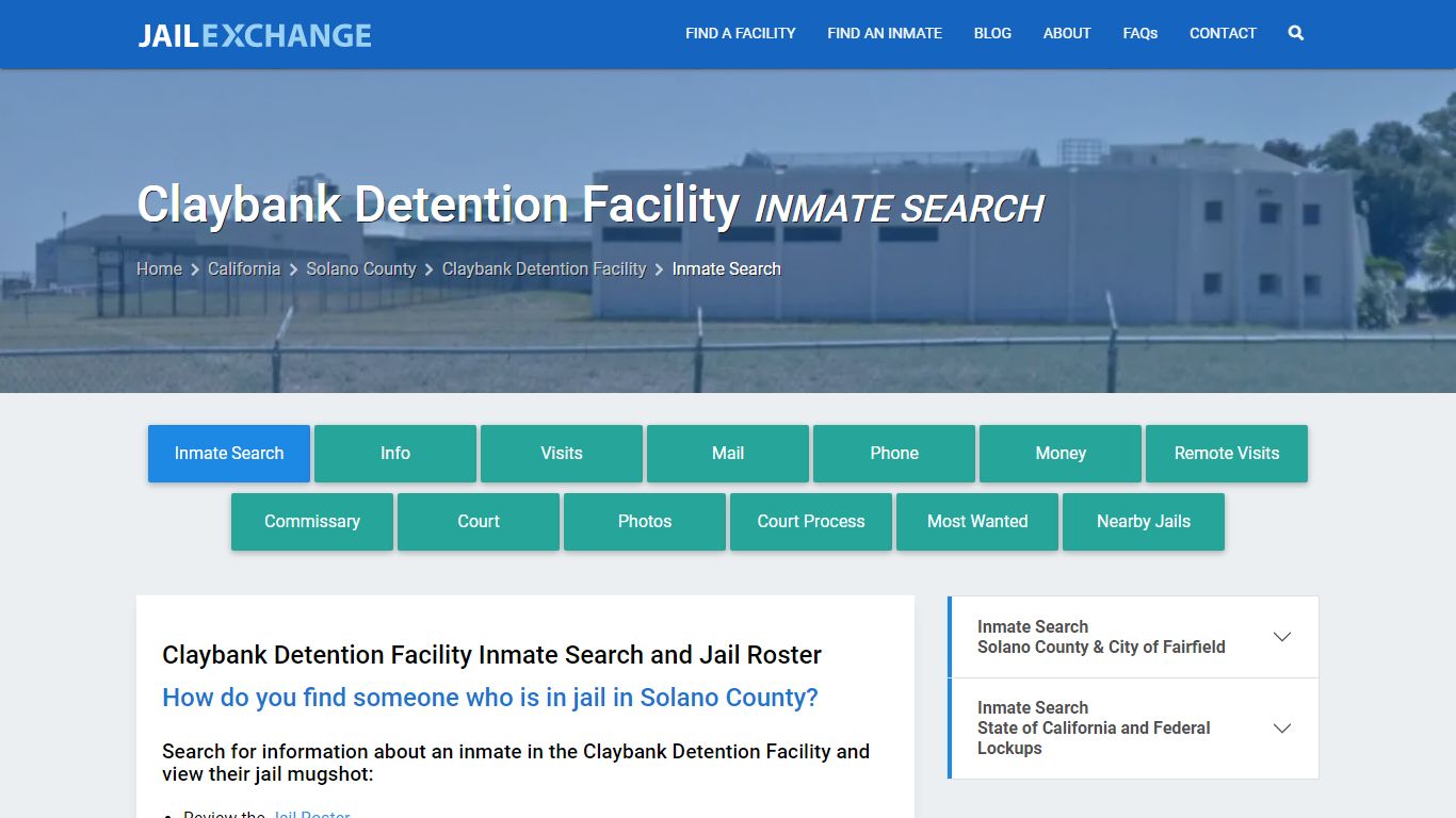 Claybank Detention Facility Inmate Search - Jail Exchange